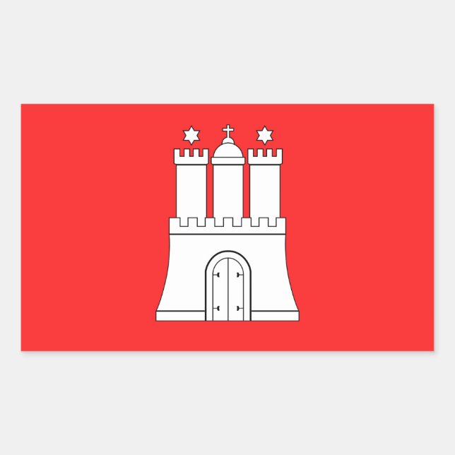 Bandera del Pegatina rectangular de Hamburgo (Anverso)