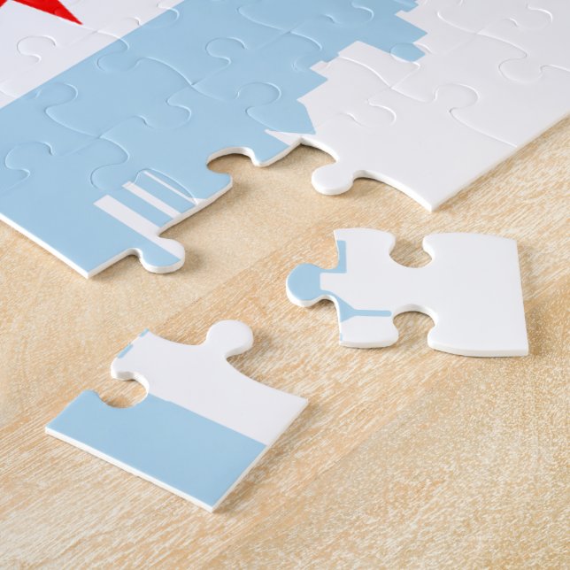 Bandera del rompecabezas del horizonte de Chicago (Lado)