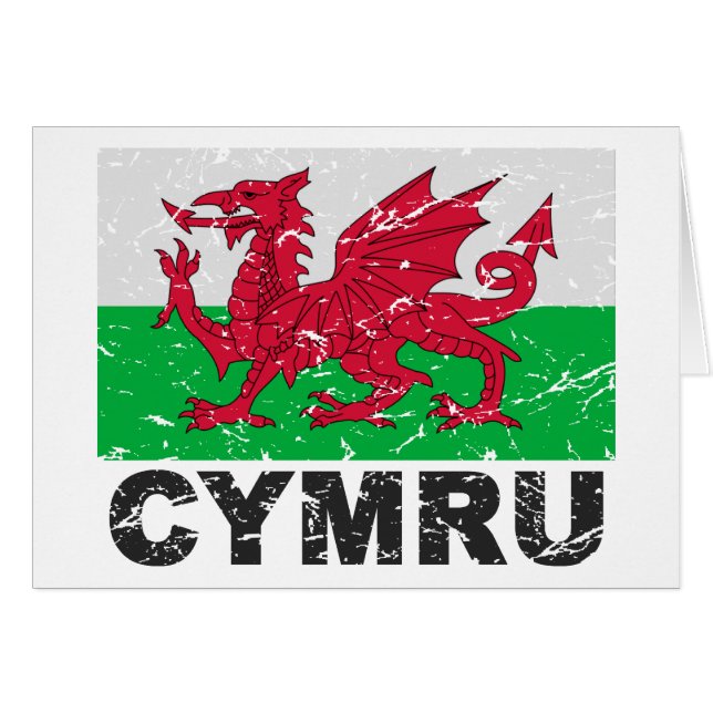 Bandera del vintage de País de Gales CYMRU (Anverso (Horizontal))