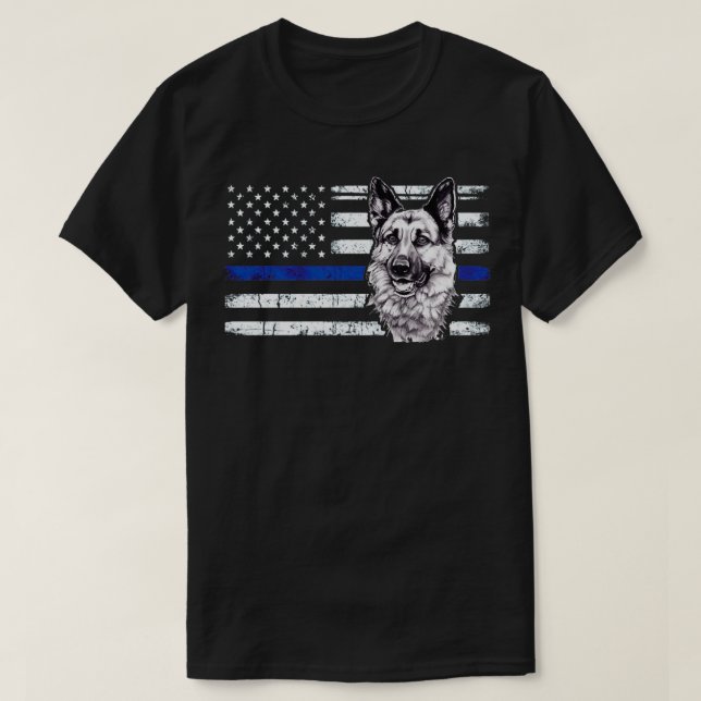 Bandera delgada de la línea azul camiseta K9 Pasto (Diseño del anverso)