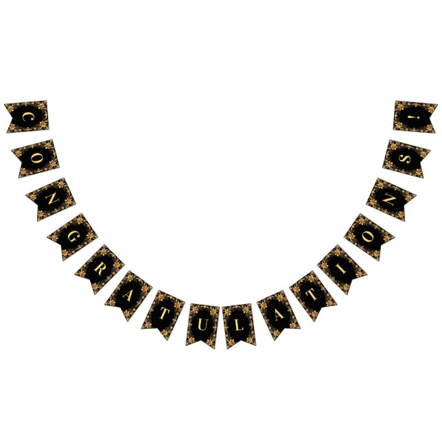 Bandera dorada de amarre floral (Todo)