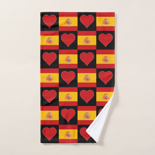 Bandera española y patrón cardíaco divertido Orgul (Toalla de mano)