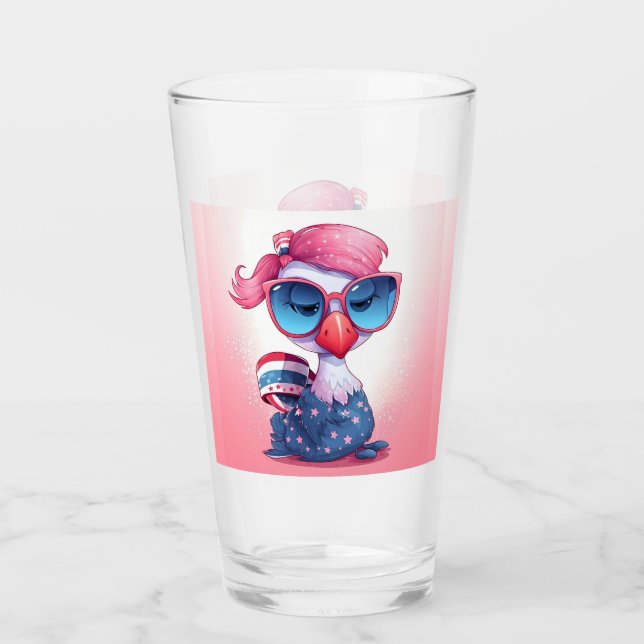 Bandera estadounidense con Personalizado Flamingo- (Anverso)