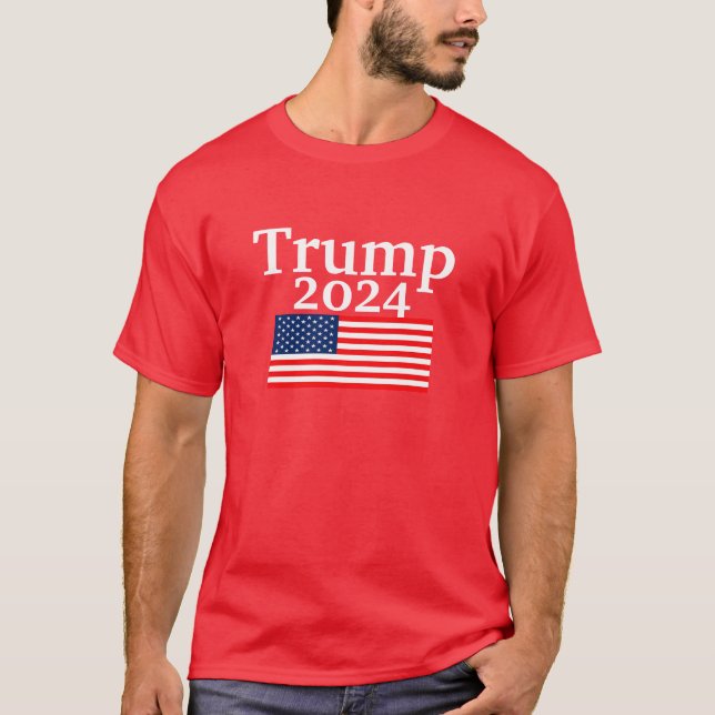 Bandera estadounidense de Trump 2024 Camisa Roja D (Anverso)