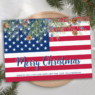 Bandera estadounidense Feliz Navidad a Patriota Mi