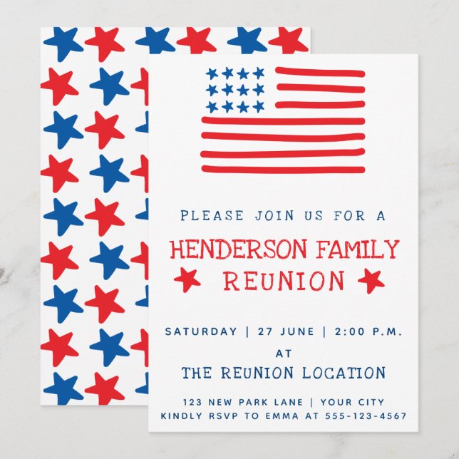 Bandera estadounidense | Invitación a la Reunión F (Anverso / Reverso)