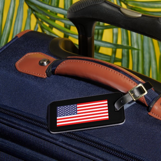 Bandera estadounidense patriótica etiqueta de equi (Anverso In situ 3)