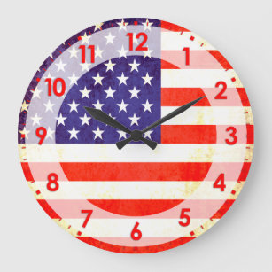 Bandera estadounidense Patriótica reloj de pared n