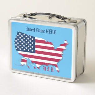 Bandera estadounidense personalizada, mapa blanco 