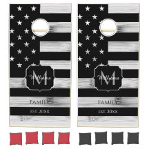 Bandera estadounidense Rustic Wood Black White Ame