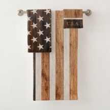 Bandera estadounidense Rustic Wood Tone Horizontal