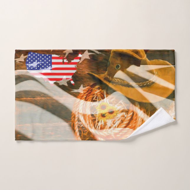 Bandera estadounidense Sunrays Cowboy Gorra Lasso (Toalla de mano)