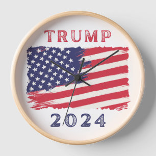 Bandera estadounidense Trump, reloj de pared de 20
