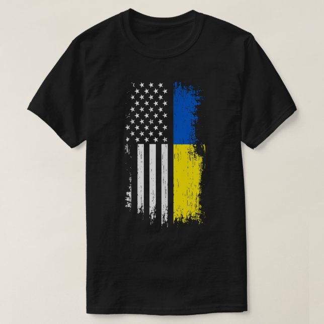 Bandera estadounidense ucraniana en camiseta - Org (Diseño del anverso)