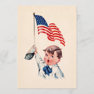 Bandera Estadounidense Vintage Boy Postal del 4 de