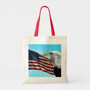 Bandera estadounidense y bolsa de tocador de águil