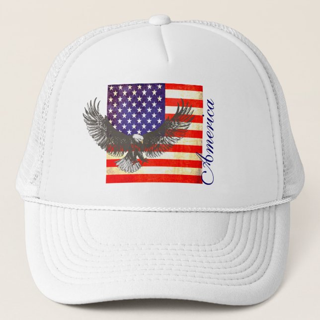 Bandera estadounidense y gorra de la eagle america (Anverso)