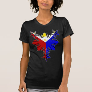 Bandera filipina Sun y camisa de las estrellas
