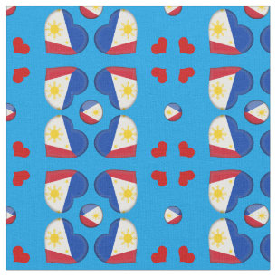 Bandera filipina y tela de moda cardíaca