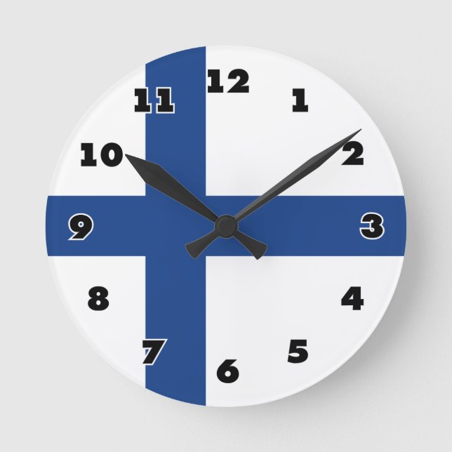 Bandera finlandesa del reloj de pared redonda pers (Anverso)