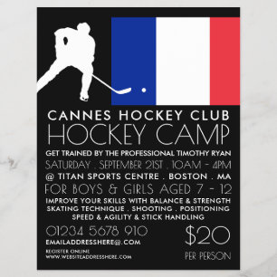 Bandera francesa, jugador de hockey, volante publi