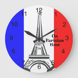 Bandera francesa y reloj de diseño de la torre Eif