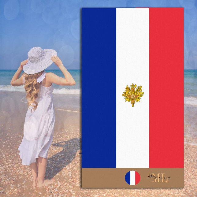 Bandera francesa y toalla de playa monogramada de  (Subido por el creador)