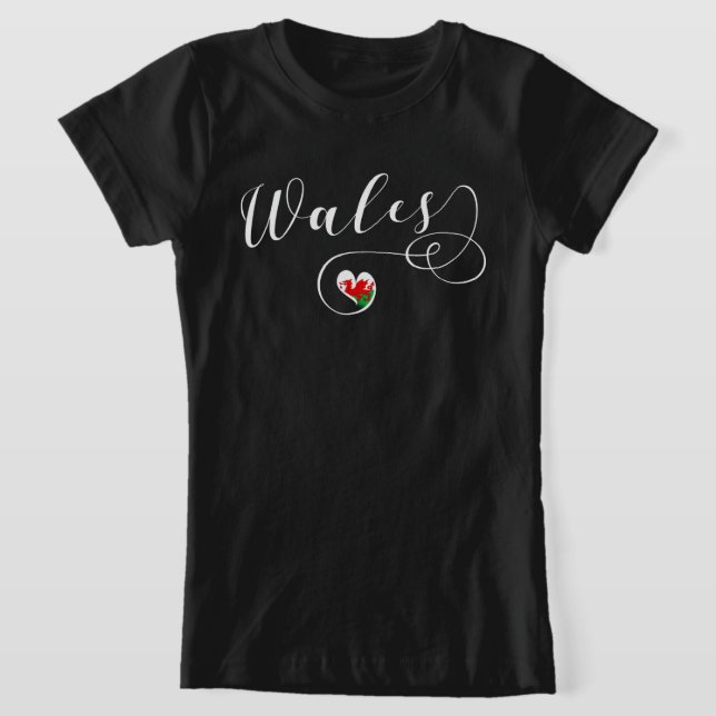 Bandera galesa en el corazón, camiseta de Gales (Distribución)