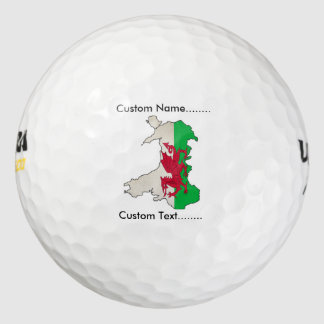 Bandera galesa y mapa de una pelota de golf.