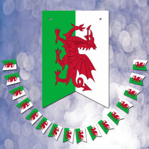 Bandera galesa y pancartas de Gales Fiesta / Bodas