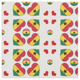 Bandera ghanesa y tela de moda cardíaca de Ghana
