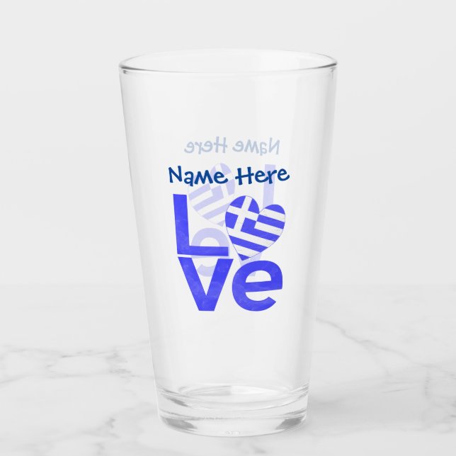Bandera griega del amor azul personalizada  (Anverso)