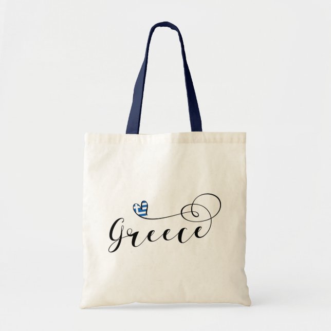 Bandera Griega En El Corazón, Grecia Tota La Bolsa (Frente)