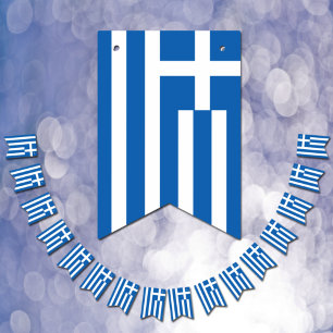 Bandera griega y pancartas de fiesta Grecia / Boda