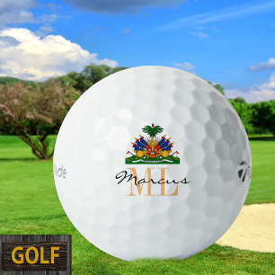 Bandera haitiana monogramada, pelota de golf Emble