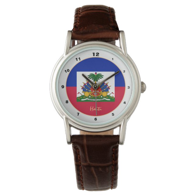 Bandera haitiana y reloj de diseño/moda de moda de (Anverso)