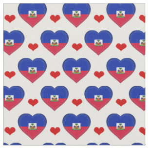 Bandera haitiana y tela de moda del corazón rojo 