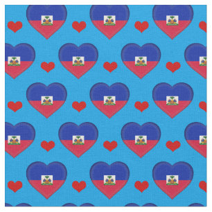 Bandera haitiana y tela de moda del corazón rojo 