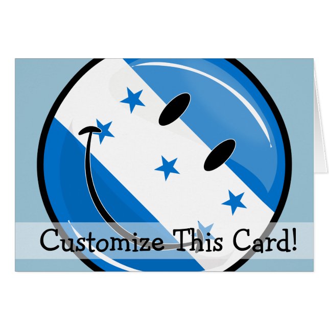 Bandera hondureña brillante redonda sonriente (Anverso (Horizontal))