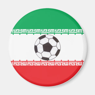 Bandera iraní con imán de fútbol