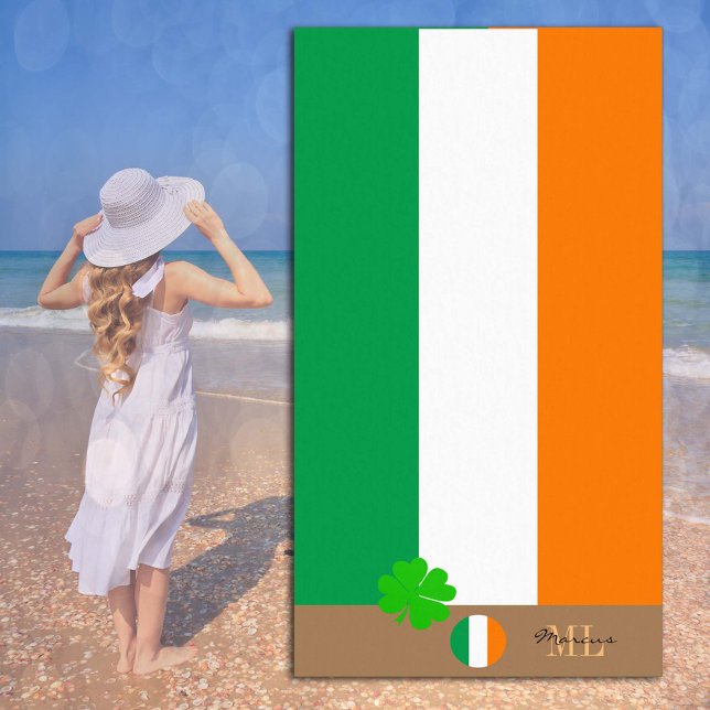 Bandera irlandesa e Irlanda monogramada / toalla d (Subido por el creador)