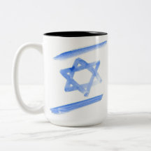 Bandera israelí taza de café, gráfico azul claro