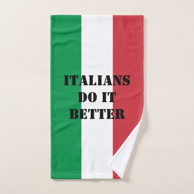 Bandera italiana de Italia graciosa toalla de text (Toalla de mano)