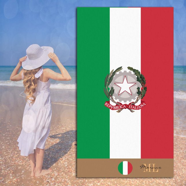 Bandera italiana e Italia monogramada / toalla de  (Subido por el creador)