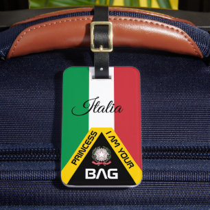 Bandera italiana, etiquetas de bolsa, Italia / Per