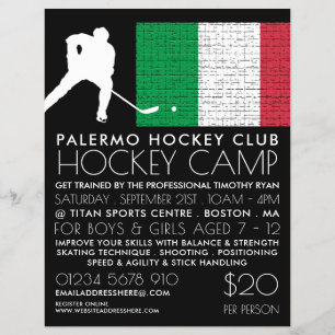 Bandera italiana, jugador de hockey, publicidad de