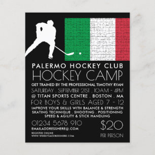 Bandera italiana, jugador de hockey, publicidad de
