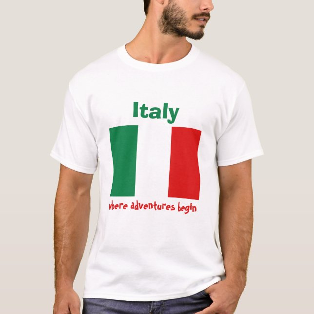 Bandera italiana + mapa + camiseta de texto (Anverso)
