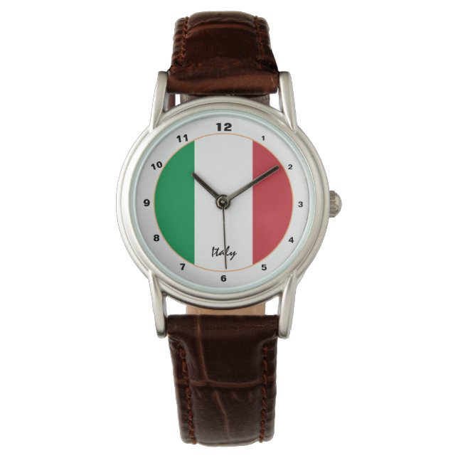 Bandera italiana y reloj italiano, moda y diseño a (Anverso)