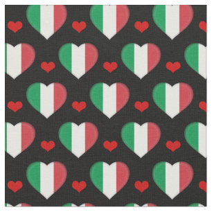 Bandera italiana y tela de estilo del corazón roj